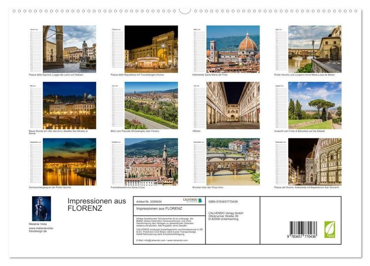 Produktbild: Impressionen aus FLORENZ (hochwertiger Premium Wandkalender 2026 DIN A2 quer), Kunstdruck in Hochglanz