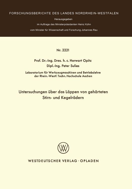 Produktbild: Untersuchungen &uuml;ber das L&auml;ppen von geh&auml;rteten Stirn- und Kegelr&auml;dern