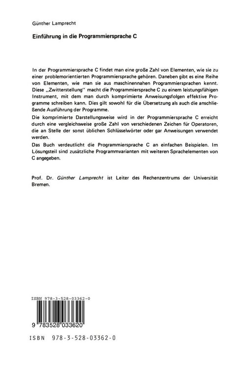 Produktbild: Einf&uuml;hrung in die Programmiersprache C