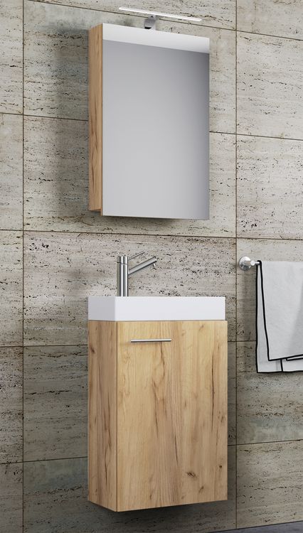 Produktbild: 3-tlg G&auml;ste WC Waschplatz Waschtisch Slito Schrank