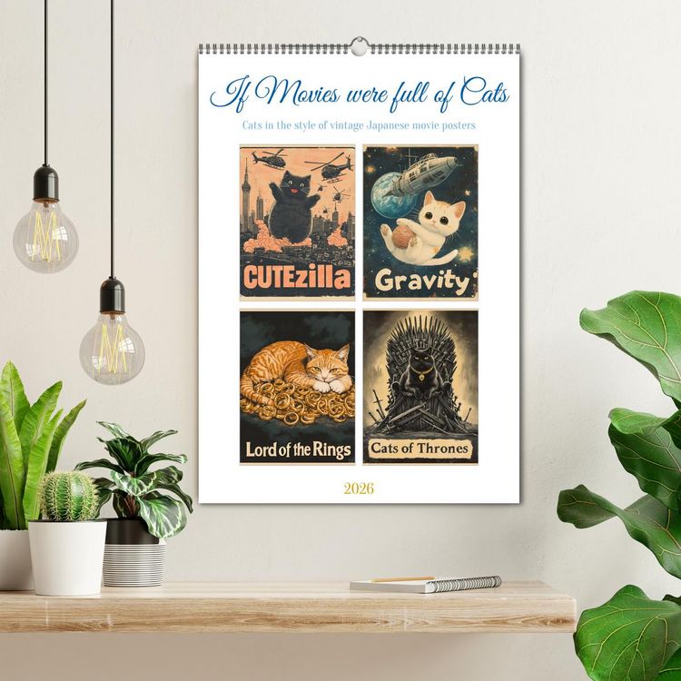 Produktbild: If Movies where full of Cats (Wall Calendar 2026 DIN A2 portrait), CALVENDO 12 Month Wall Calendar