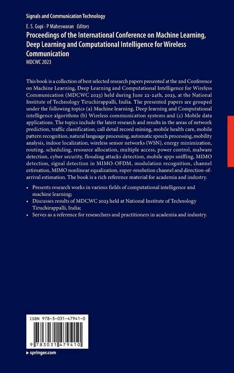 Produktbild: Proceedings of the International Conference on Machine Learning, Deep Learning and Computational Intelligence for Wireless Communication