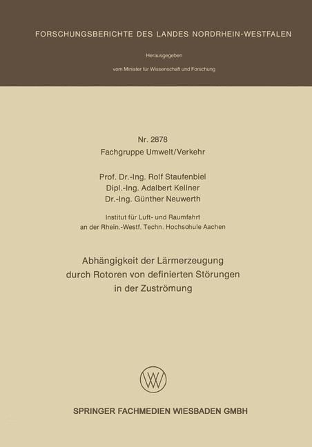 Produktbild: Abh&auml;ngigkeit der L&auml;rmerzeugung durch Rotoren von definierten St&ouml;rungen in der Zustr&ouml;mung