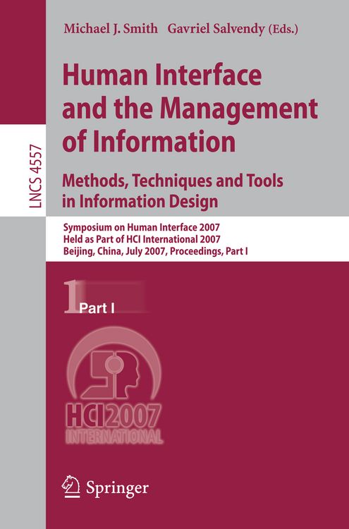 Produktbild: Human Interface and the Management of Information. Methods, Techniques and Tools in Information Design