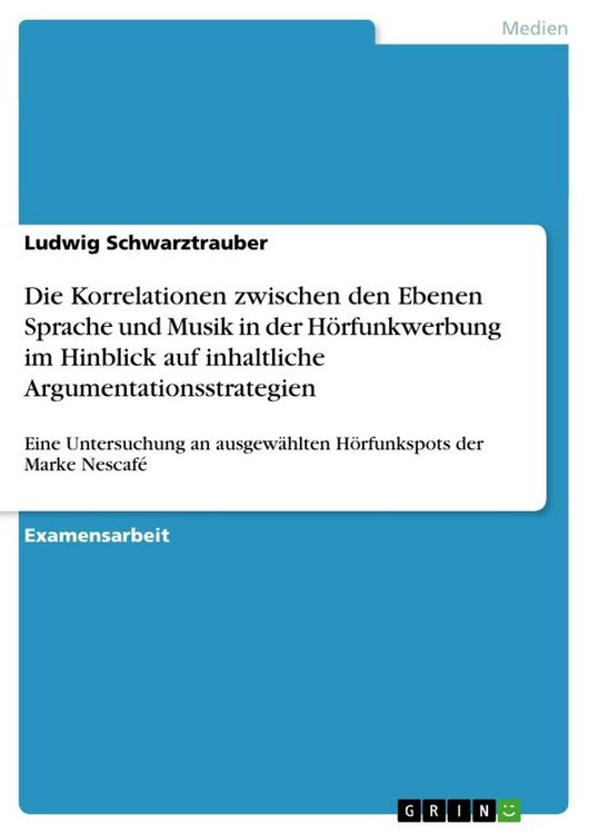 Produktbild: Die Korrelationen zwischen den Ebenen Sprache und Musik in der H&ouml;rfunkwerbung im Hinblick auf inhaltliche Argumentationsstrategien