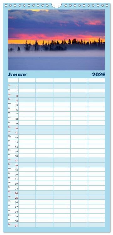 Produktbild: Familienplaner 2026 - Lappland mit 5 Spalten (Wandkalender, 21 x 45 cm) CALVENDO