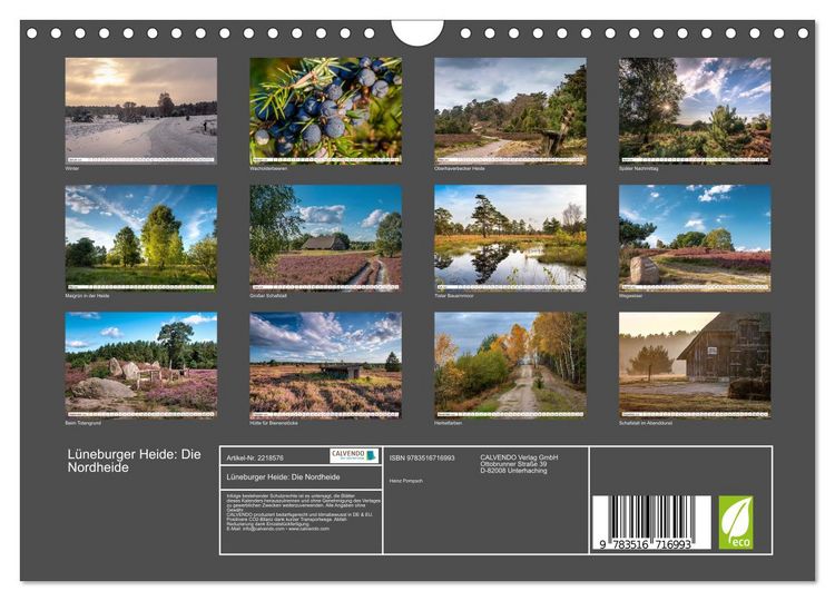 Produktbild: L&uuml;neburger Heide: Die Nordheide (Wandkalender 2026 DIN A4 quer), CALVENDO Monatskalender