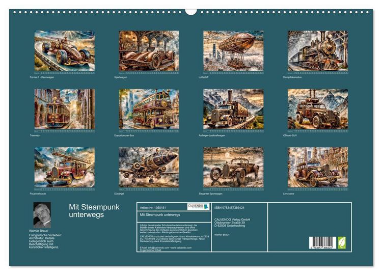 Produktbild: Mit Steampunk unterwegs (Wandkalender 2026 DIN A2 quer), CALVENDO Monatskalender