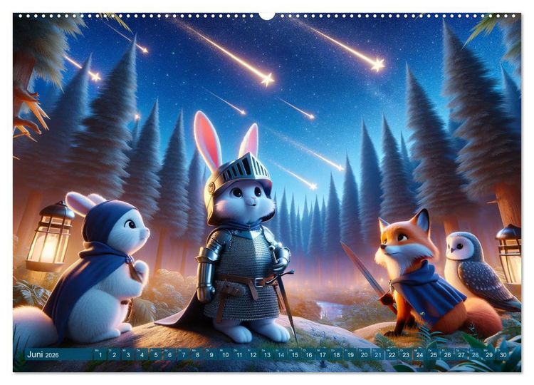 Produktbild: Ritterliche Tierfreunde: Ein Jahr voller Spannung und Humor (Wandkalender 2026 DIN A2 quer), CALVENDO Monatskalender