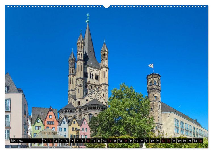 Produktbild: Kirchen in K&ouml;ln - Heilige St&auml;tten und imposante Bauten (hochwertiger Premium Wandkalender 2026 DIN A2 quer), Kunstdruck in Hochglanz