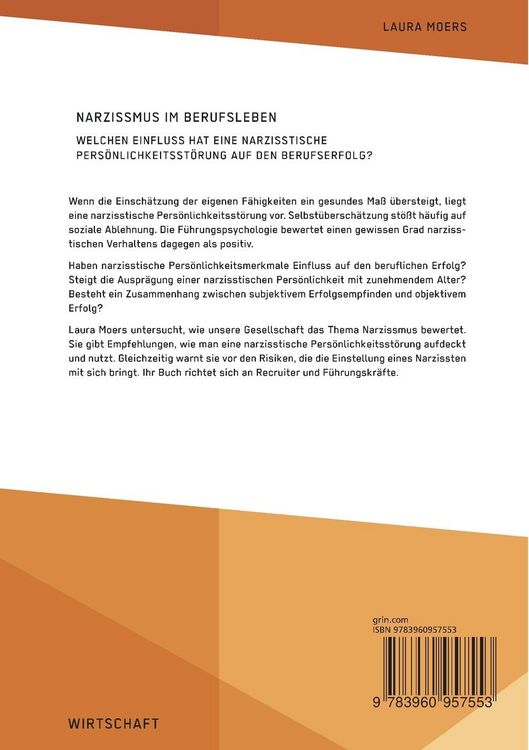 Produktbild: Narzissmus im Berufsleben. Welchen Einfluss hat eine narzisstische Pers&ouml;nlichkeitsst&ouml;rung auf den Berufserfolg?