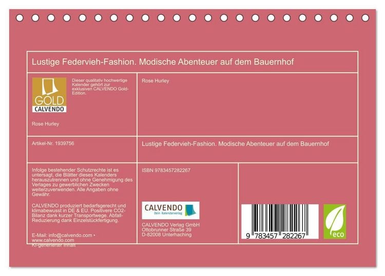 Produktbild: Lustige Federvieh-Fashion. Modische Abenteuer auf dem Bauernhof (Tischkalender 2026 DIN A5 quer), CALVENDO Monatskalender
