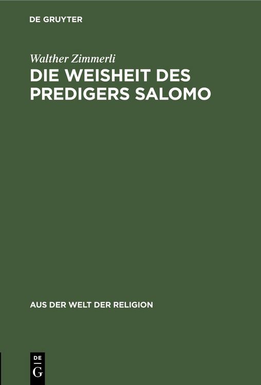 Produktbild: Die Weisheit des Predigers Salomo