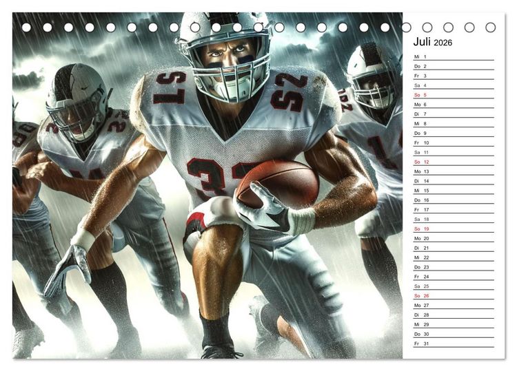 Produktbild: American Football - Durch KI-Technologie zum Leben erweckte Momente (Tischkalender 2026 DIN A5 quer), CALVENDO Monatskalender
