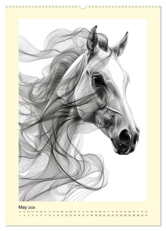 Produktbild: Sketchy Power Horses (High Quality Premium Wall Calendar 2026 DIN A2 portrait),CALVENDO 12 Month Wall Calendar
