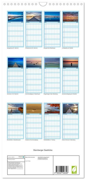 Produktbild: Familienplaner 2026 - Starnberger Seeblicke mit 5 Spalten (Wandkalender, 21 x 45 cm) CALVENDO