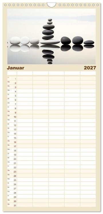Produktbild: Familienplaner 2027 - Zen mit 5 Spalten (Wandkalender, 21 x 45 cm) CALVENDO
