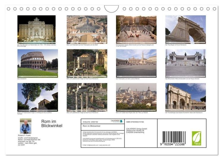 Produktbild: Rom im Blickwinkel (Wandkalender 2027 DIN A4 quer), CALVENDO Monatskalender