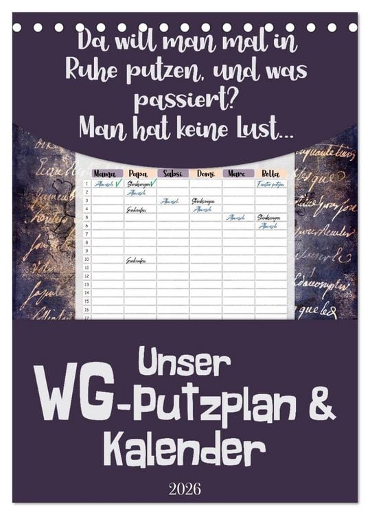 Produktbild: Gothic WG-Putzplan & Kalender 2026 (Tischkalender 2026 DIN A5 hoch), CALVENDO Monatskalender