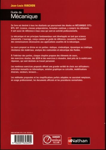 Produktbild: Guide de m&eacute;canique, BTS, DUT, licence, classes pr&eacute;pas PTSI et TSI