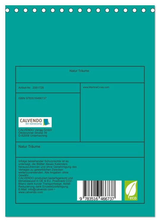 Produktbild: Natur Tr&auml;ume (Tischkalender 2026 DIN A5 hoch), CALVENDO Monatskalender
