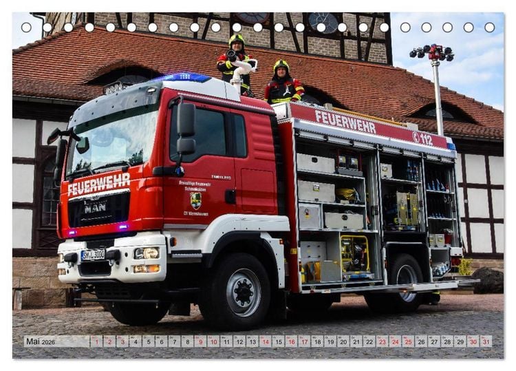 Produktbild: Feuerwehrfahrzeuge (Tischkalender 2026 DIN A5 quer), CALVENDO Monatskalender