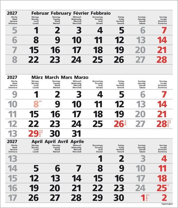 Produktbild: 3-Monats-Planer Comfort Grau 2027