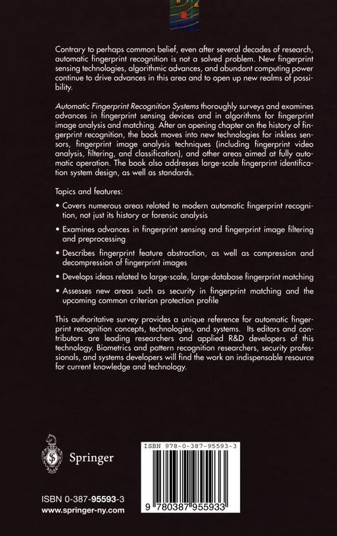 Produktbild: Automatic Fingerprint Recognition Systems