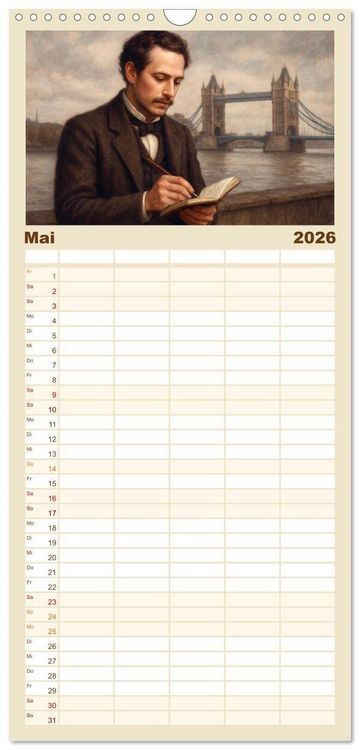 Produktbild: Familienplaner 2026 - Theodor Fontane mit 5 Spalten (Wandkalender, 21 x 45 cm) CALVENDO