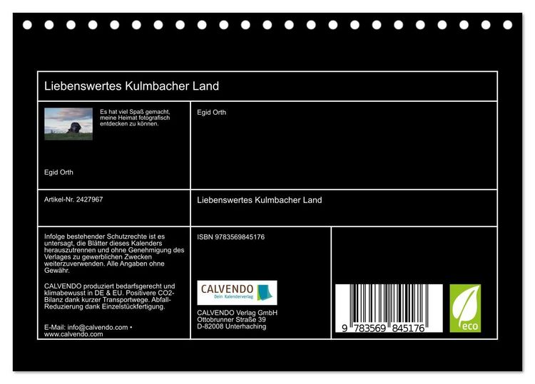 Produktbild: Liebenswertes Kulmbacher Land (Tischkalender 2027 DIN A5 quer), CALVENDO Monatskalender