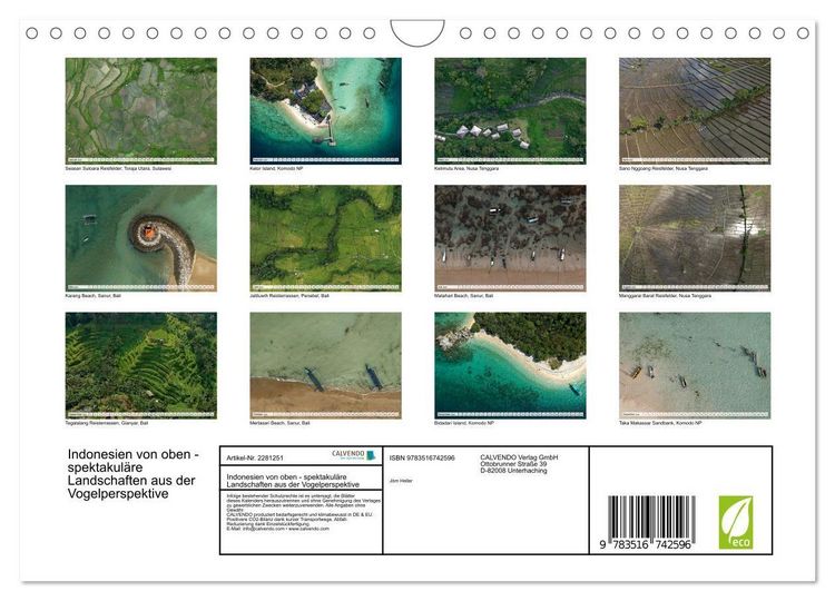 Produktbild: Indonesien von oben - spektakul&auml;re Landschaften aus der Vogelperspektive (Wandkalender 2026 DIN A4 quer), CALVENDO Monatskalender