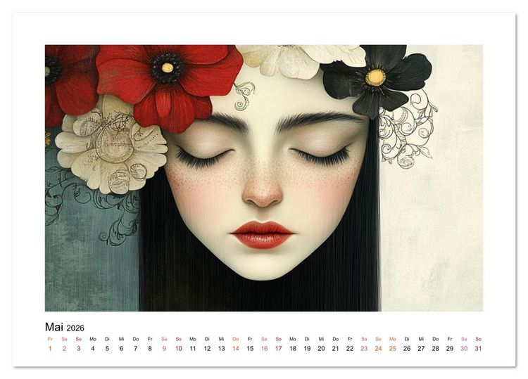 Produktbild: Wo Gesichter tr&auml;umen und Gedanken sichtbar werden (Tischkalender 2026 DIN A5 quer), CALVENDO Monatskalender