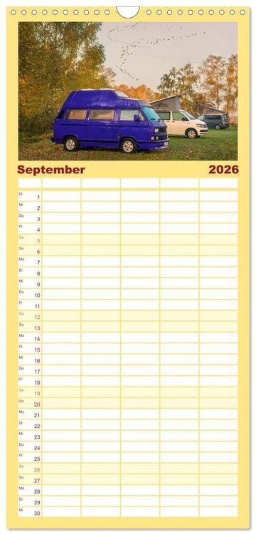 Produktbild: Familienplaner 2026 - Vanlife - Gl&uuml;cklich auf vier R&auml;dern mit 5 Spalten (Wandkalender, 21 x 45 cm) CALVENDO