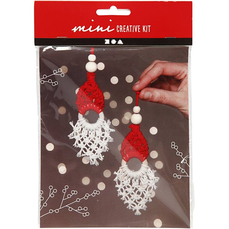 Produktbild: Creativ Company DIY Sets Macram&eacute; Mini Kreativ Set, Weihnachtswichtel aus Makramee, H 14 cm, Kreativ Box