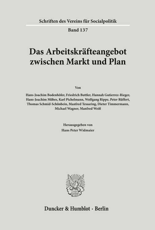 Produktbild: Das Arbeitskr&auml;fteangebot zwischen Markt und Plan.