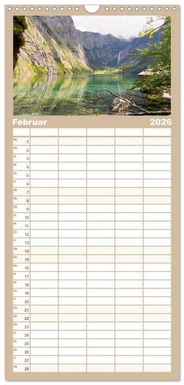 Produktbild: Familienplaner 2026 - Wanderparadies Bayerische Alpen mit 5 Spalten (Wandkalender, 21 x 45 cm) CALVENDO