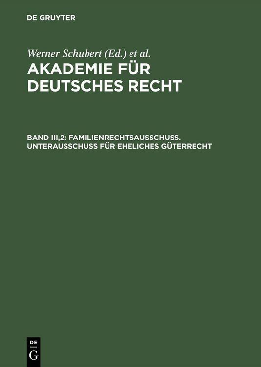 Produktbild: Familienrechtsausschu&szlig;. Unterausschu&szlig; f&uuml;r eheliches G&uuml;terrecht