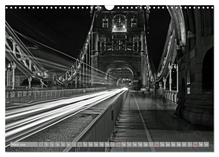 Produktbild: London in Schwarz-Wei&szlig; (Wandkalender 2026 DIN A3 quer), CALVENDO Monatskalender