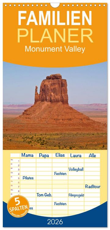 Produktbild: Familienplaner 2026 - Monument Valley mit 5 Spalten (Wandkalender, 21 x 45 cm) CALVENDO