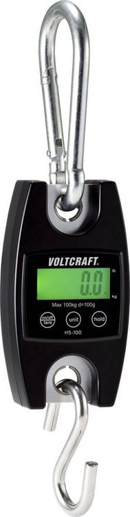 Produktbild: VOLTCRAFT HS-100 H&auml;ngewaage HS-100 W&auml;gebereich (max.) 100 kg Ablesbarkeit 100 g batteriebetrieben Schwarz