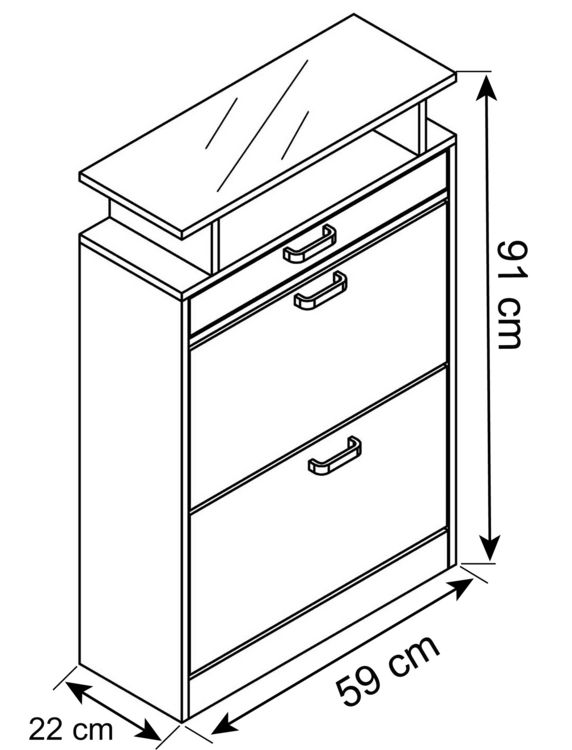 Produktbild: Holz Schuhschrank Schuhkipper Klappen Sipos M