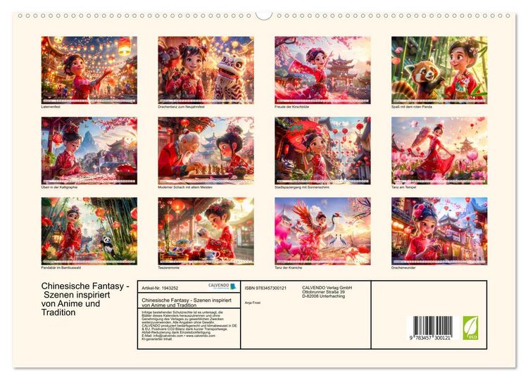 Produktbild: Chinesische Fantasy - Szenen inspiriert von Anime und Tradition (hochwertiger Premium Wandkalender 2026 DIN A2 quer), Kunstdruck in Hochglanz