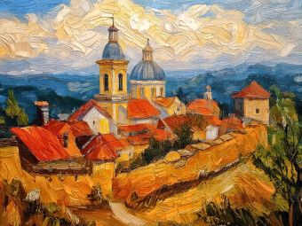 Produktbild: CALVENDO Puzzle Dorf an einer Wallfahrtskirche | 1000 Teile Lege-Gr&ouml;&szlig;e 64x48cm Foto-Puzzle f&uuml;r gl&uuml;ckliche Stunden
