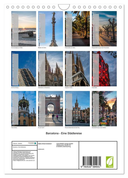 Produktbild: Barcelona - Eine St&auml;dtereise (Wandkalender 2026 DIN A4 hoch), CALVENDO Monatskalender
