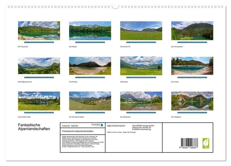 Produktbild: Fantastische Alpenlandschaften (hochwertiger Premium Wandkalender 2026 DIN A2 quer), Kunstdruck in Hochglanz
