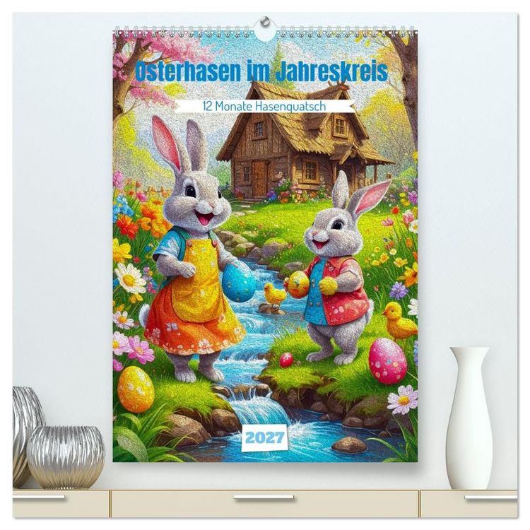 Produktbild: Osterhasen im Jahreskreis 12 Monate Hasenquatsch (hochwertiger Premium Wandkalender 2027 DIN A2 hoch), Kunstdruck in Hochglanz
