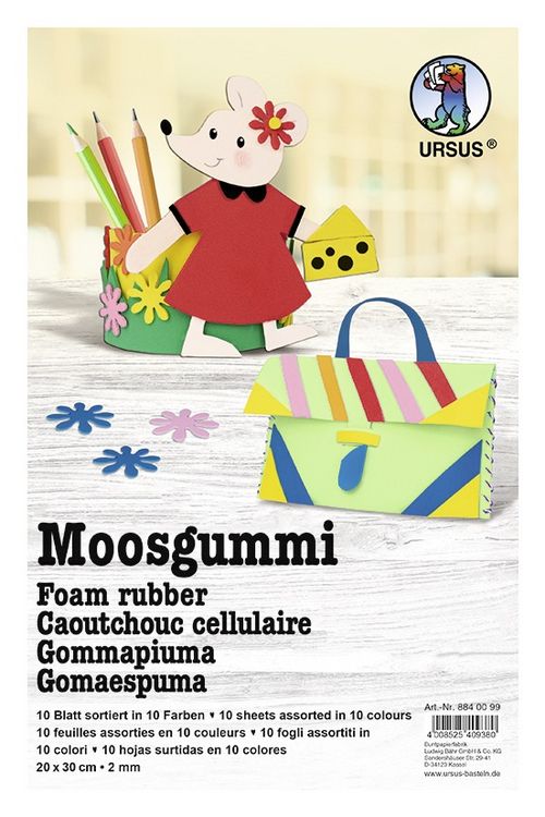 Produktbild: URSUS Moosgummi "Intensiv", 20 x 30 cm, sortiert