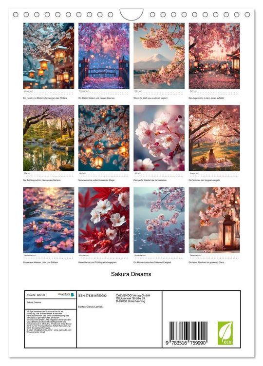 Produktbild: Sakura Dreams (Wandkalender 2027 DIN A4 hoch), CALVENDO Monatskalender