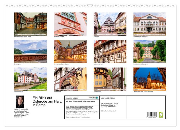 Produktbild: Ein Blick auf Osterode am Harz in Farbe (Wandkalender 2027 DIN A2 quer), CALVENDO Monatskalender