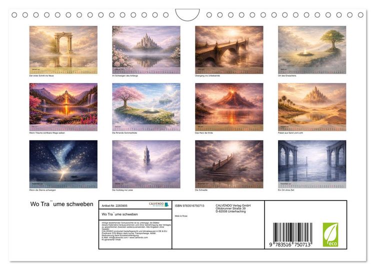 Produktbild: Wo Träume schweben (Wandkalender 2027 DIN A4 quer), CALVENDO Monatskalender